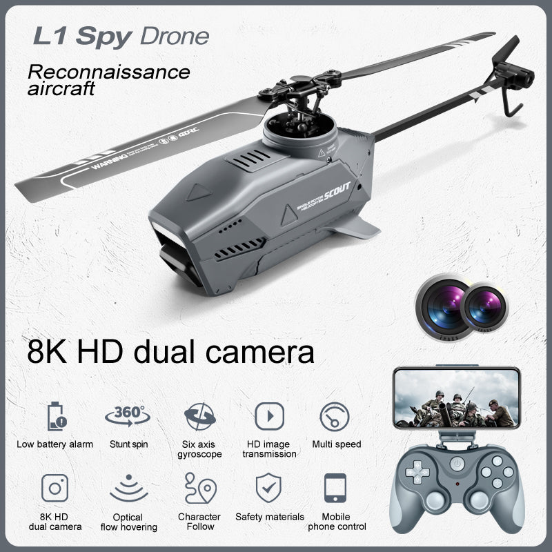 4DRC L1 HD Aerial RC Aircraft Single-Rotor Helicopter Spy Drone, Dual Batteries 4DRC L1 HD Aerial RC Aircraft Single-Rotor Helicopter Spy Drone, Dual Batteries